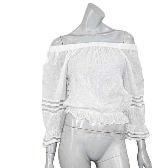27 Miles Malibu off the Shoulder Blouse in Sheer White Women's Size Small - Picture 1 of 8